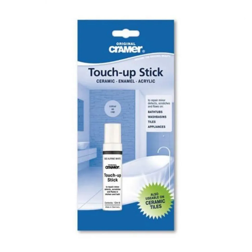 Cramer Professional Touch Up Stick to Repair Minor Damage, Scratches & Blemishes on Baths, Basins & Tiles - Alpine White
