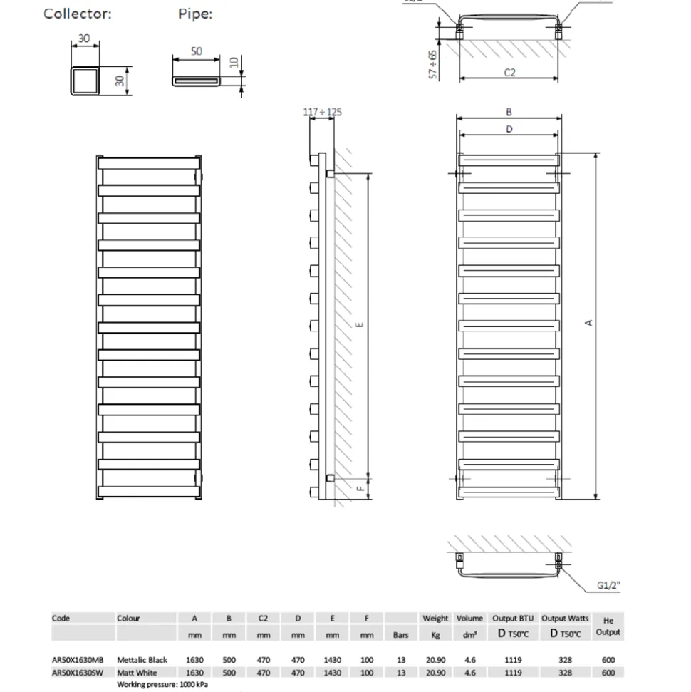 Crosswater Air Heated Towel Rail