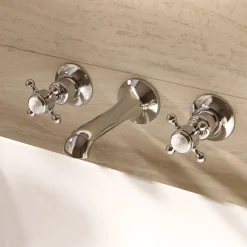 Crosswater Belgravia Crosshead Wall Mounted 3 Hole Basin Mixer - Chrome