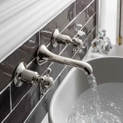 Crosswater Belgravia Crosshead Wall Mounted 3 Hole Basin Mixer - Chrome