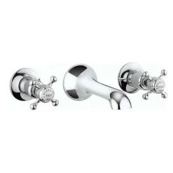 Crosswater Belgravia Crosshead Wall Mounted 3 Hole Basin Mixer - Chrome