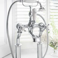 Crosswater Belgravia Crosshead Floor Standing Bath Shower Mixer with Handset Kit - Chrome