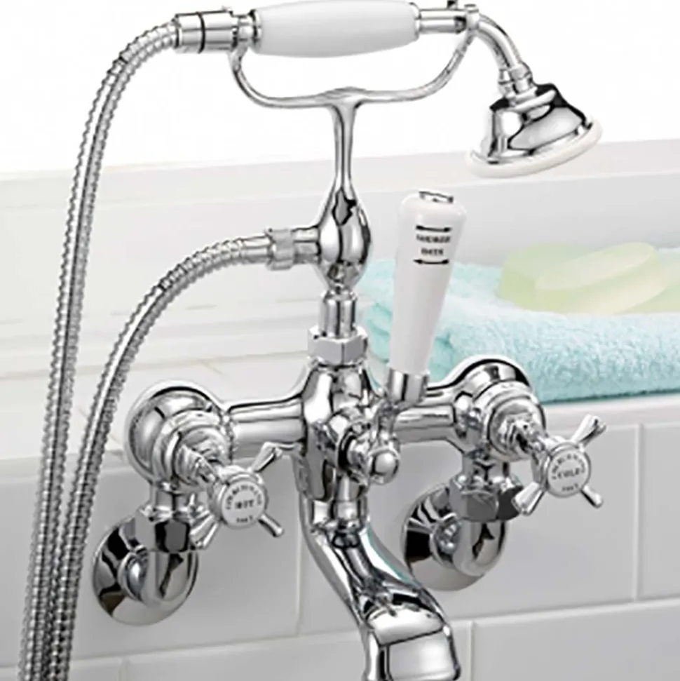 Crosswater Belgravia Crosshead Wall Mounted Bath Shower Mixer with Handset Kit