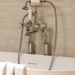 Crosswater Belgravia Crosshead Floor Standing Bath Shower Mixer with Handset Kit - Chrome