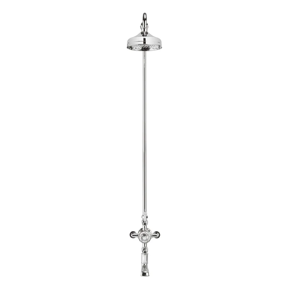 Crosswater Belgravia Exposed Thermostatic Shower Valve with Fixed Shower Head and Bath Spout - 8 Inch Chrome Shower Head