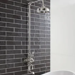 Crosswater Belgravia Exposed Thermostatic Shower Valve with Fixed Shower Head and Bath Spout - 8 Inch Chrome Shower Head