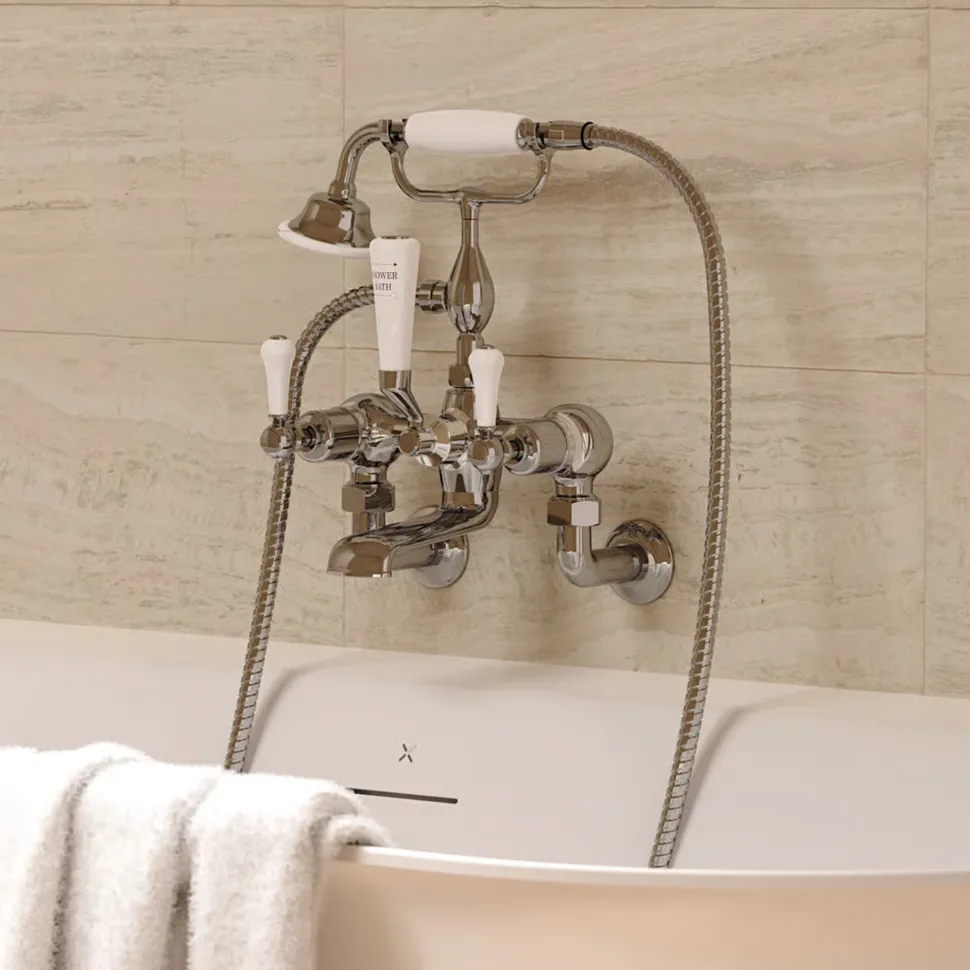Crosswater Belgravia Lever Wall Mounted Bath Shower Mixer with Handset Kit