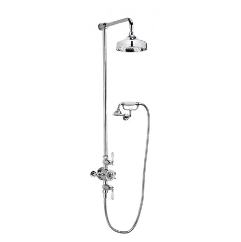 Crosswater Belgravia Multifunction Shower Valve with Cradle Handset Kit & Fixed Shower Head - 200mm Chrome Shower Head