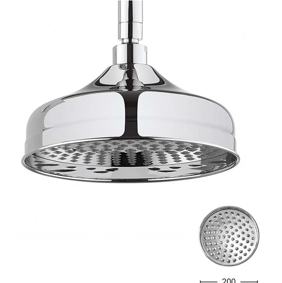 Crosswater Belgravia Multifunction Shower Valve with Cradle Handset Kit & Fixed Shower Head - 200mm Chrome Shower Head