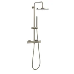 Crosswater Central Exposed Thermostatic Shower Valve with Rigid Riser & Handset Kit - Brushed Nickel