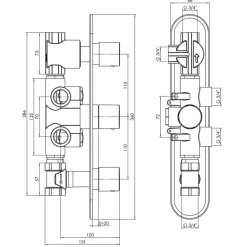 Crosswater Central 3 Outlet WRAS Approved Concealed Thermostatic Shower Valve