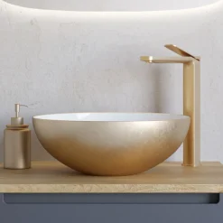 Crosswater Circus Brushed Brass Effect 400mm Round Countertop Basin