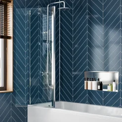 Crosswater Clear 6 6mm Easy Clean Double Panel Hinged Bath Screen - 1500 x 1150mm