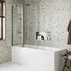 Crosswater Clear 6 6mm Easy Clean Double Panel Hinged Bath Screen - 1500 x 1150mm