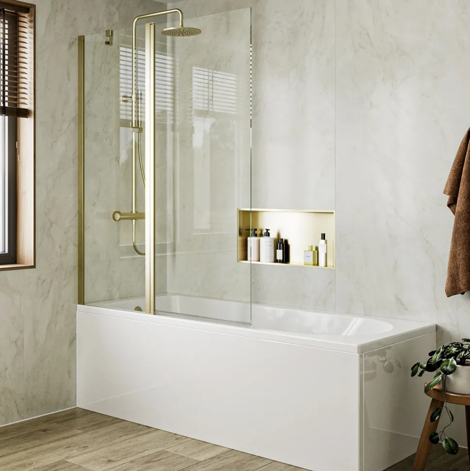 Crosswater Clear 6 6mm Easy Clean Double Panel Hinged Bath Screen - 1500 x 1150mm