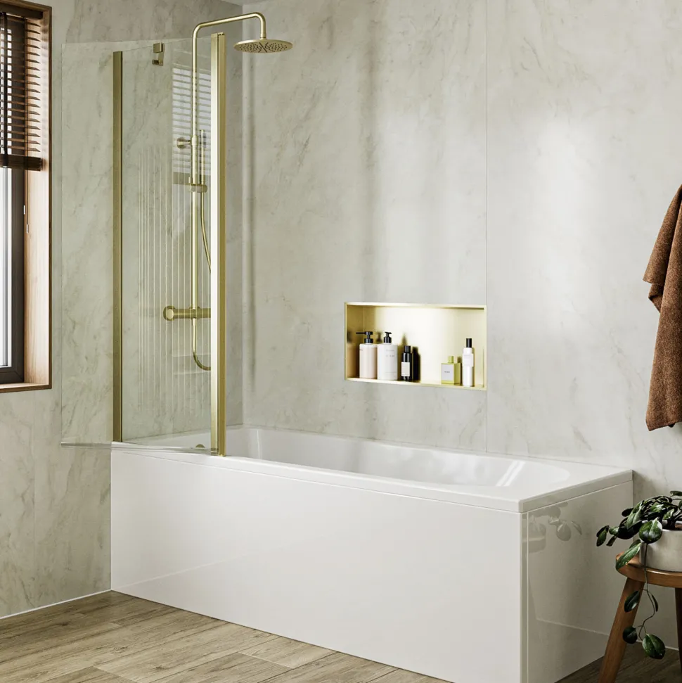 Crosswater Clear 6 6mm Easy Clean Double Panel Hinged Bath Screen - 1500 x 1150mm