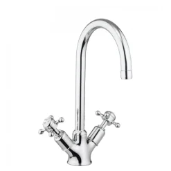 Crosswater Cucina Belgravia Crosshead Twin Handle Kitchen Mixer with Swivel Spout