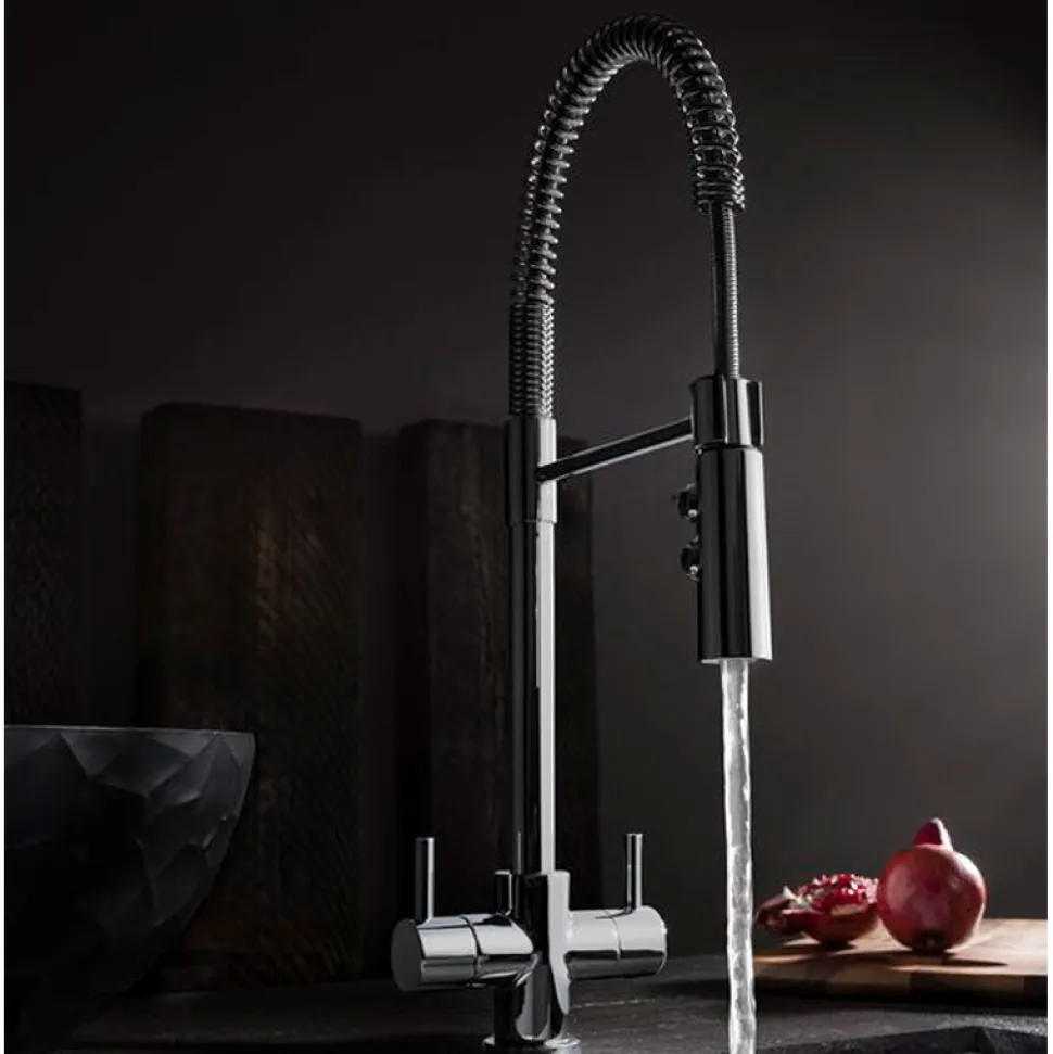 Crosswater Cucina Cook Dual Control Mono Kitchen Mixer with Flexi Spray - Chrome