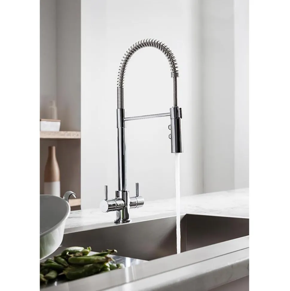 Crosswater Cucina Cook Dual Control Mono Kitchen Mixer with Flexi Spray - Chrome