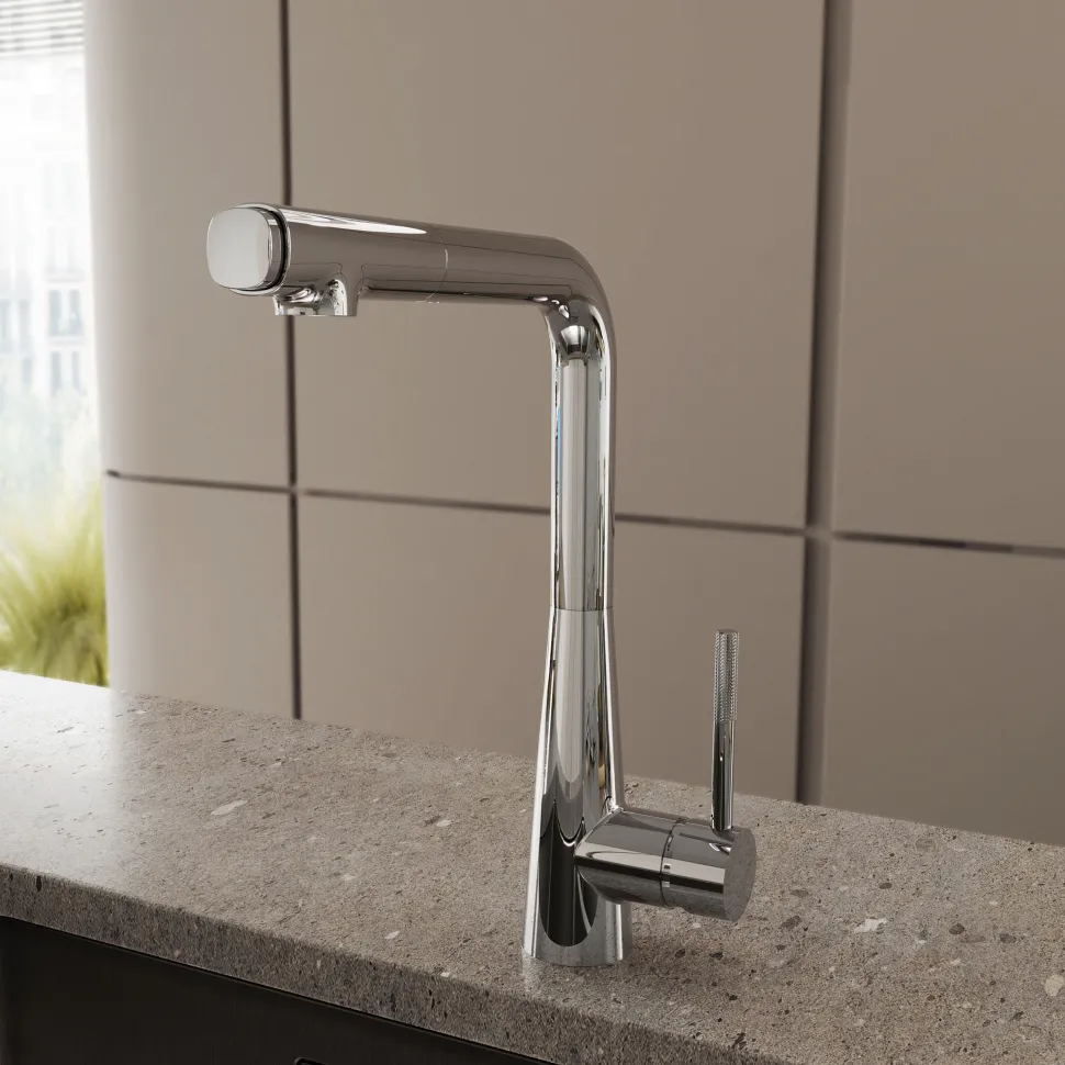 Crosswater Cucina Cook Pull Out Single Lever with Dual Function Kitchen Mixer Tap