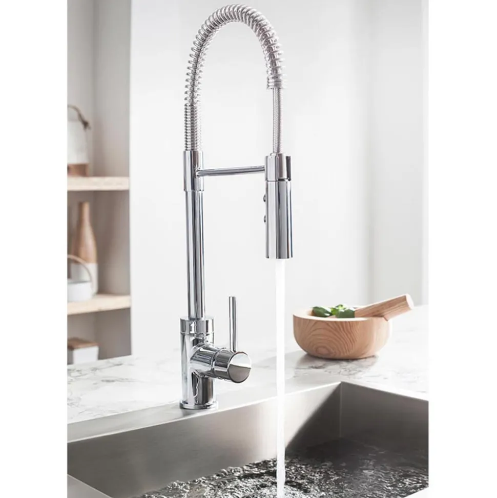 Crosswater Cucina Cook Side Lever Mono Kitchen Mixer with Flexi Spray - Chrome