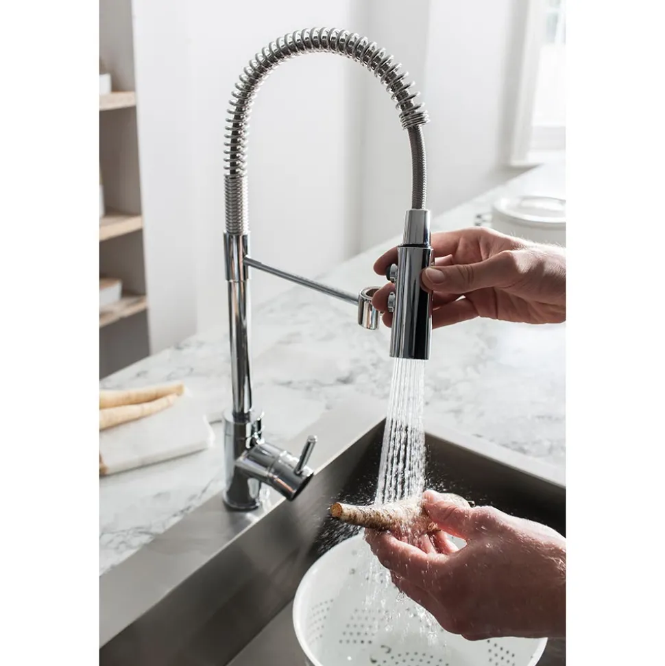 Crosswater Cucina Cook Side Lever Mono Kitchen Mixer with Flexi Spray - Chrome