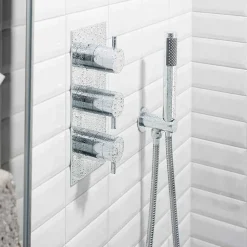 Crosswater Designer Shower Handset with Hose, Wall Outlet & Integrated Holder