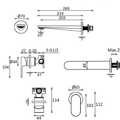 Crosswater Drift 2 Hole Wall Mounted Basin Mixer Tap