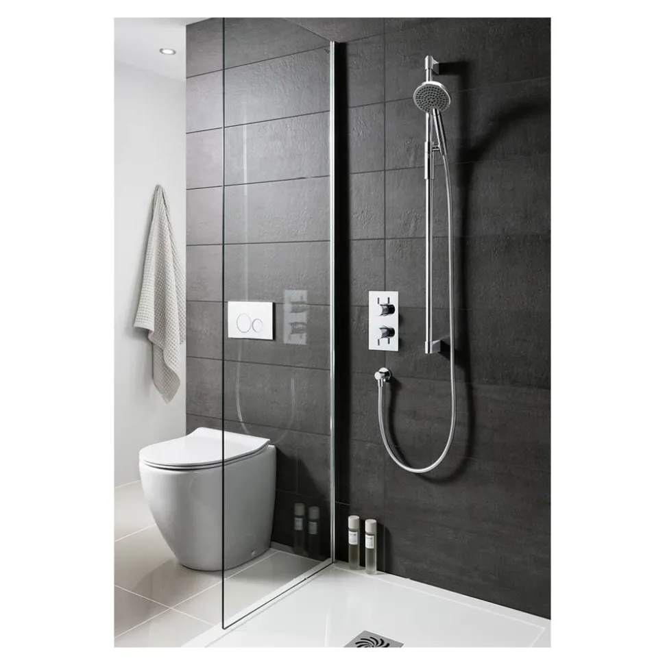 Crosswater Ethos Push Button Slide Rail Kit with Easy Clean Hose & 3 Mode Shower Handset