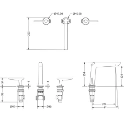 Crosswater Foile Deck Mounted 3 Hole Basin Mixer Tap