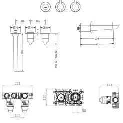 Crosswater Foile Module 3 Outlet Shower Valve & Bath Spout