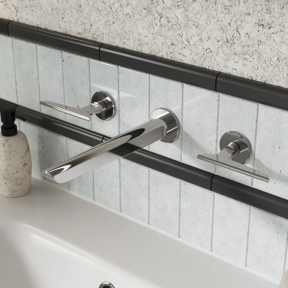 Crosswater Foile Wall Mounted 3 Hole Basin Mixer Tap