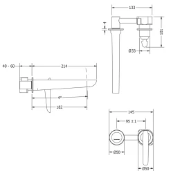 Crosswater Foile Wall Mounted 2 Hole Basin Mixer Tap
