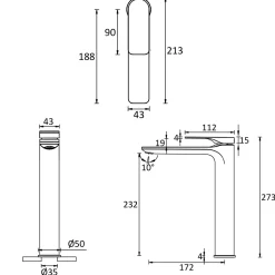 Crosswater Fuse Tall Mono Basin Mixer Tap with Click Clack Waste