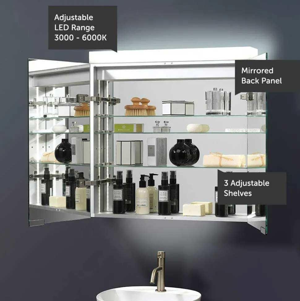 Crosswater Image Illuminated Mirror Cabinet with Shaver Socket & Colour Change LED's - 500, 700 & 900mm