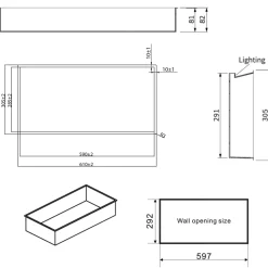 Crosswater Inset LED Illuminated Shower Niche - 610 x 305mm