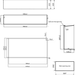 Crosswater Inset LED Illuminated Shower Niche - 610 x 305mm