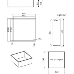 Crosswater Inset LED Illuminated Shower Niche - 305 x 305mm
