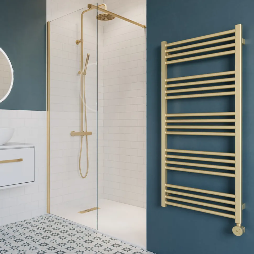 Crosswater MPRO Electric Brushed Brass Heated Towel Rail