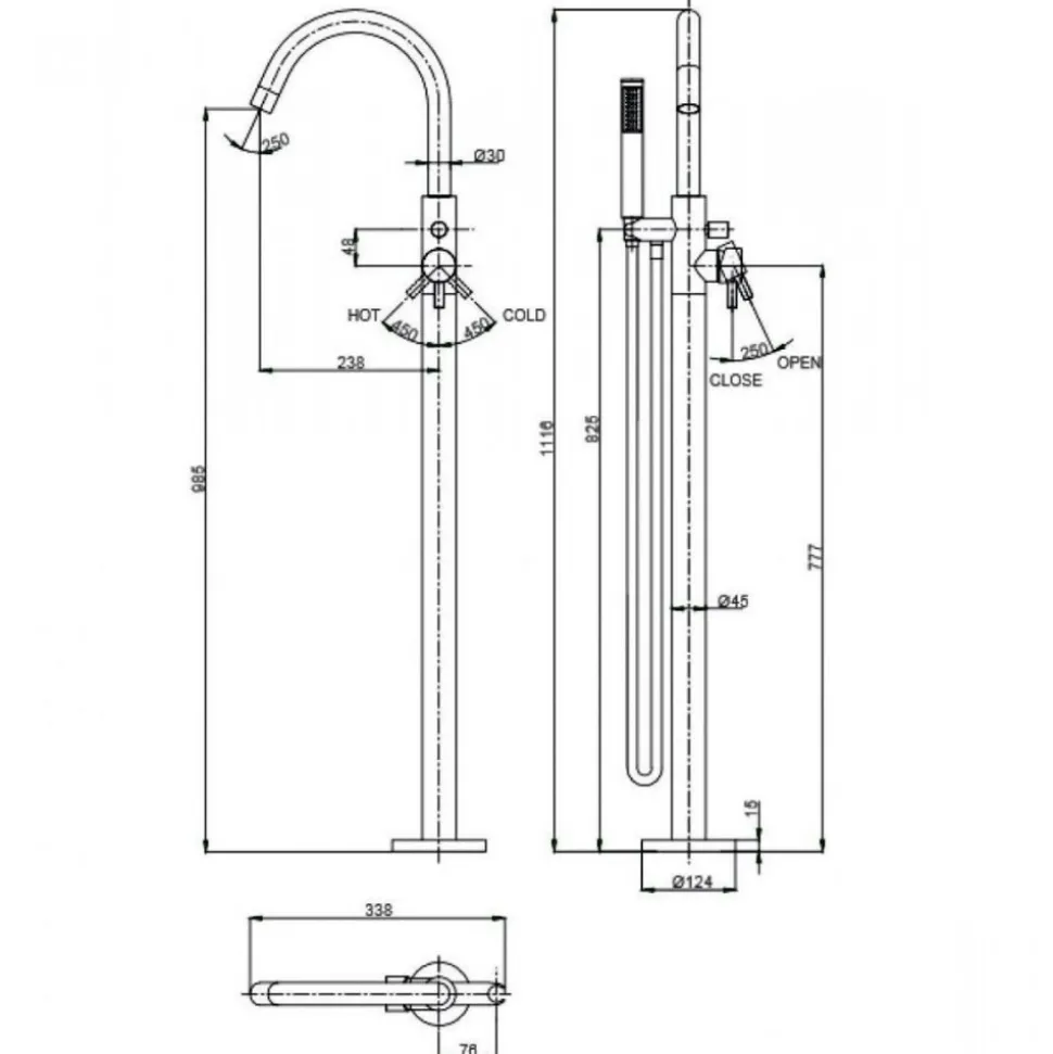 Crosswater MPRO Floorstanding Bath and Shower Mixer Tap