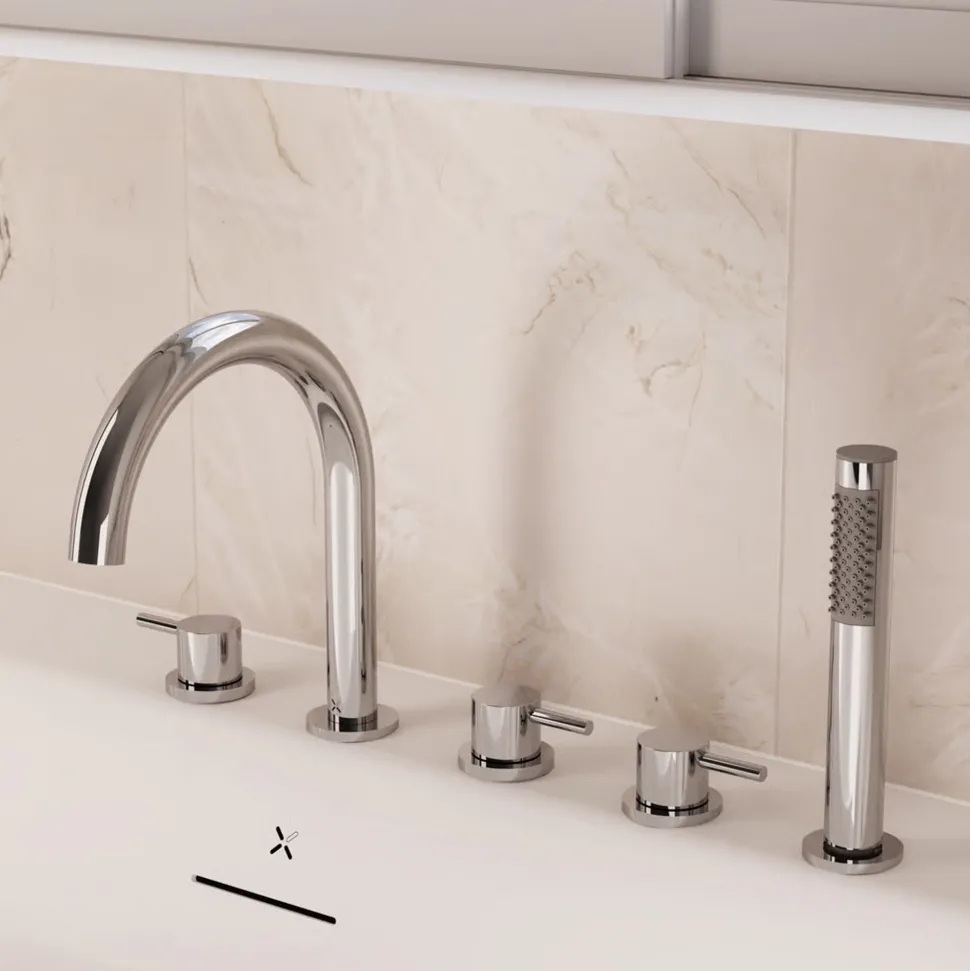 Crosswater MPRO 5 Hole Deck Mounted Bath Shower Mixer Set