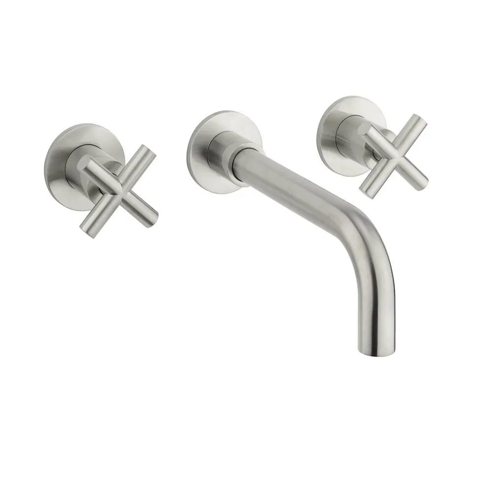 Crosswater MPRO 3 Hole Wall Mounted Basin Mixer Tap with Crosshead Handles