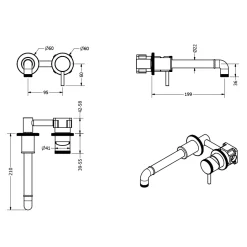 Crosswater MPRO Industrial 2 Hole Wall Mounted Basin Mixer Tap