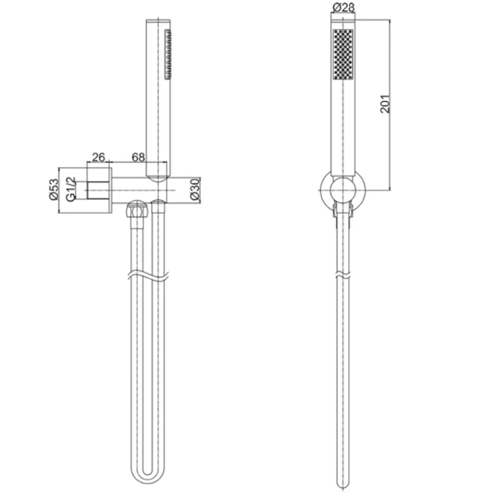 Crosswater MPRO Shower Handset with Wall Outlet and Hose