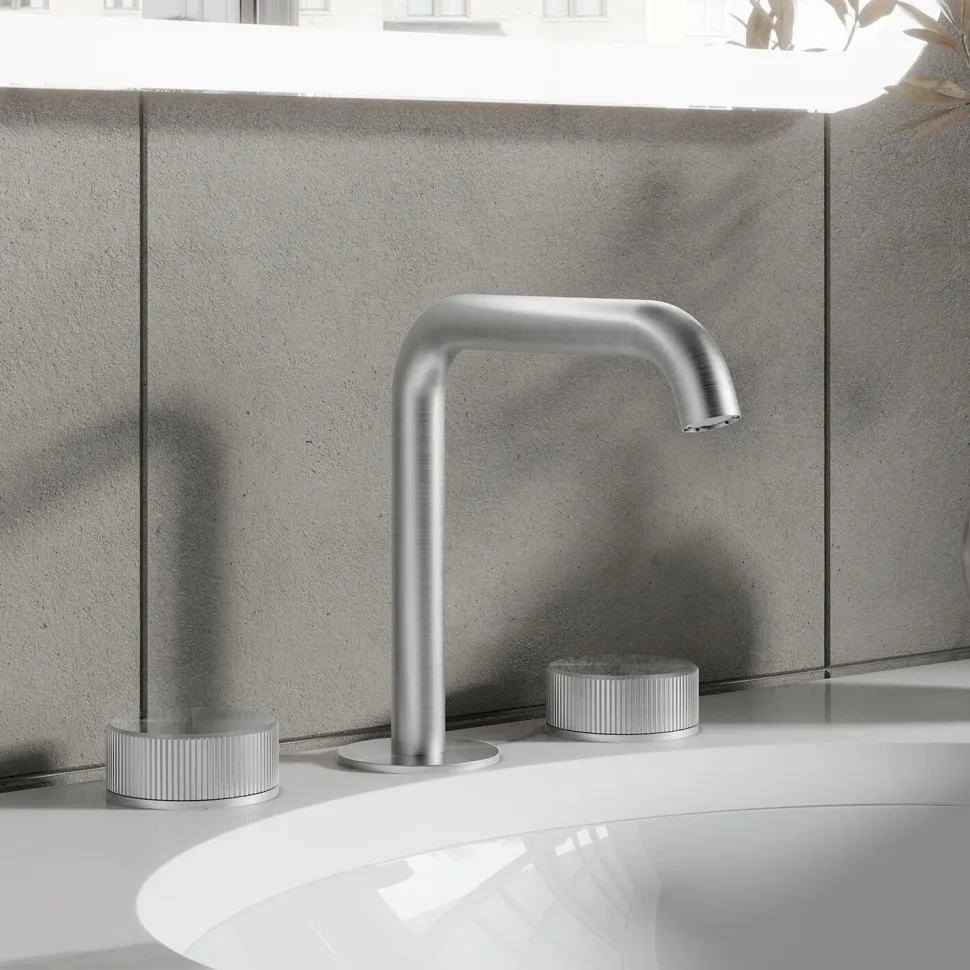Crosswater 3ONE6 Stainless Steel 3 Hole Basin Mixer Tap