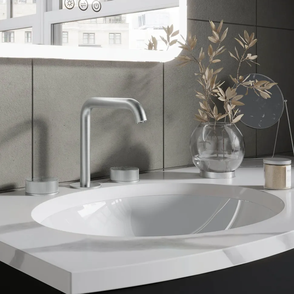 Crosswater 3ONE6 Stainless Steel 3 Hole Basin Mixer Tap