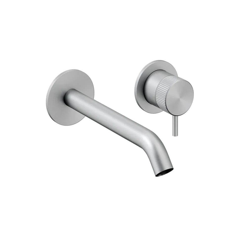 Crosswater 3ONE6 Stainless Steel Wall Mounted 2 Hole Basin Mixer Tap