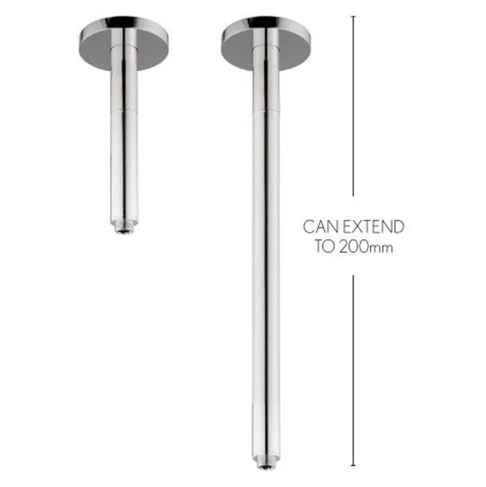 Crosswater Rex Chrome Extendable Ceiling Mounted Shower Arm - 80mm, 120mm & 200mm