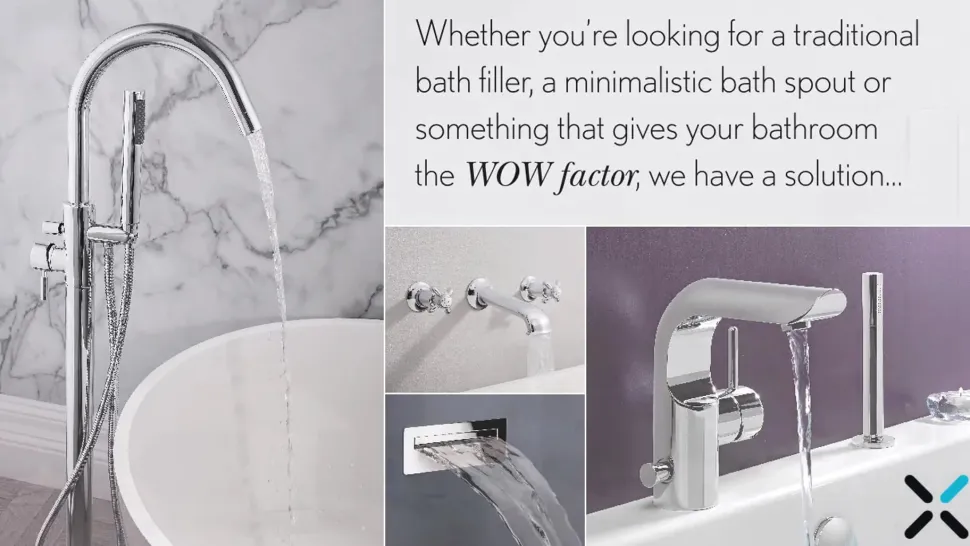 Crosswater Slimline Overflow Bath Filler with Click Clack Waste