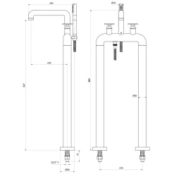 Crosswater Union Freestanding Matt Black Bath Filler & Shower Kit with Wheel Handles